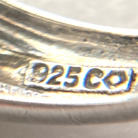 Sterling Silver 925 Rectangular Prong Set Green Emerald Glass Ring Sz 6.75 - Picture 10 of 16